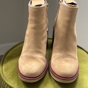 Vince Camuto Beige Ankle Boots with Red Sole